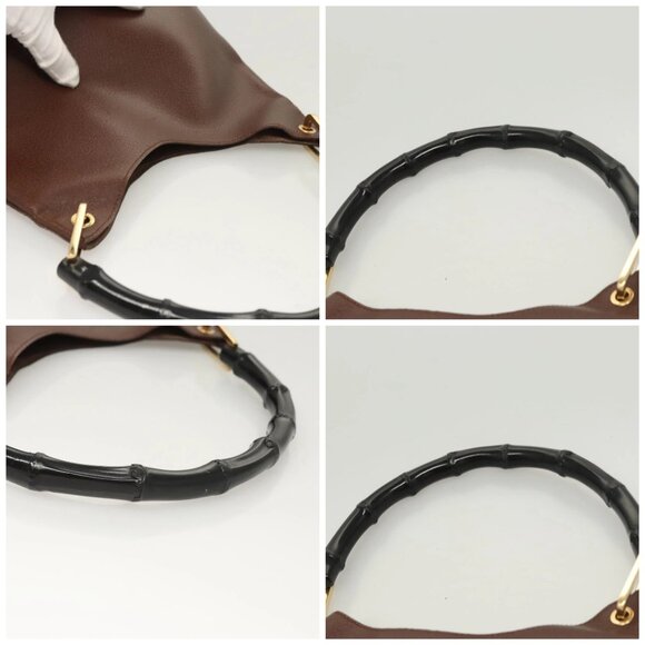 GUCCI Bamboo Shoulder Bag Leather Brown Gold 001 1880 Auth am8464 - Picture 16 of 16